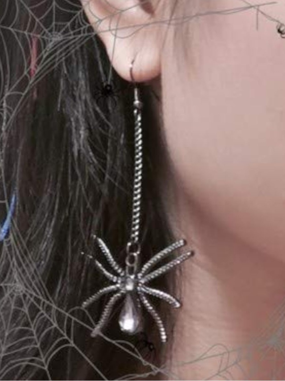 NEW GunMetal Grey Crystal Spider Earrings